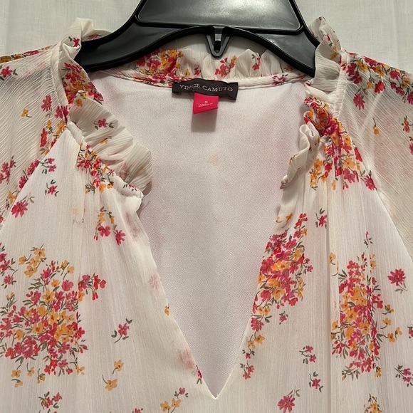 Vince Camuto Ladies Sm Floral Long Sleeve Dress.Red,Yellow and Pink floral print - Picture 4 of 8